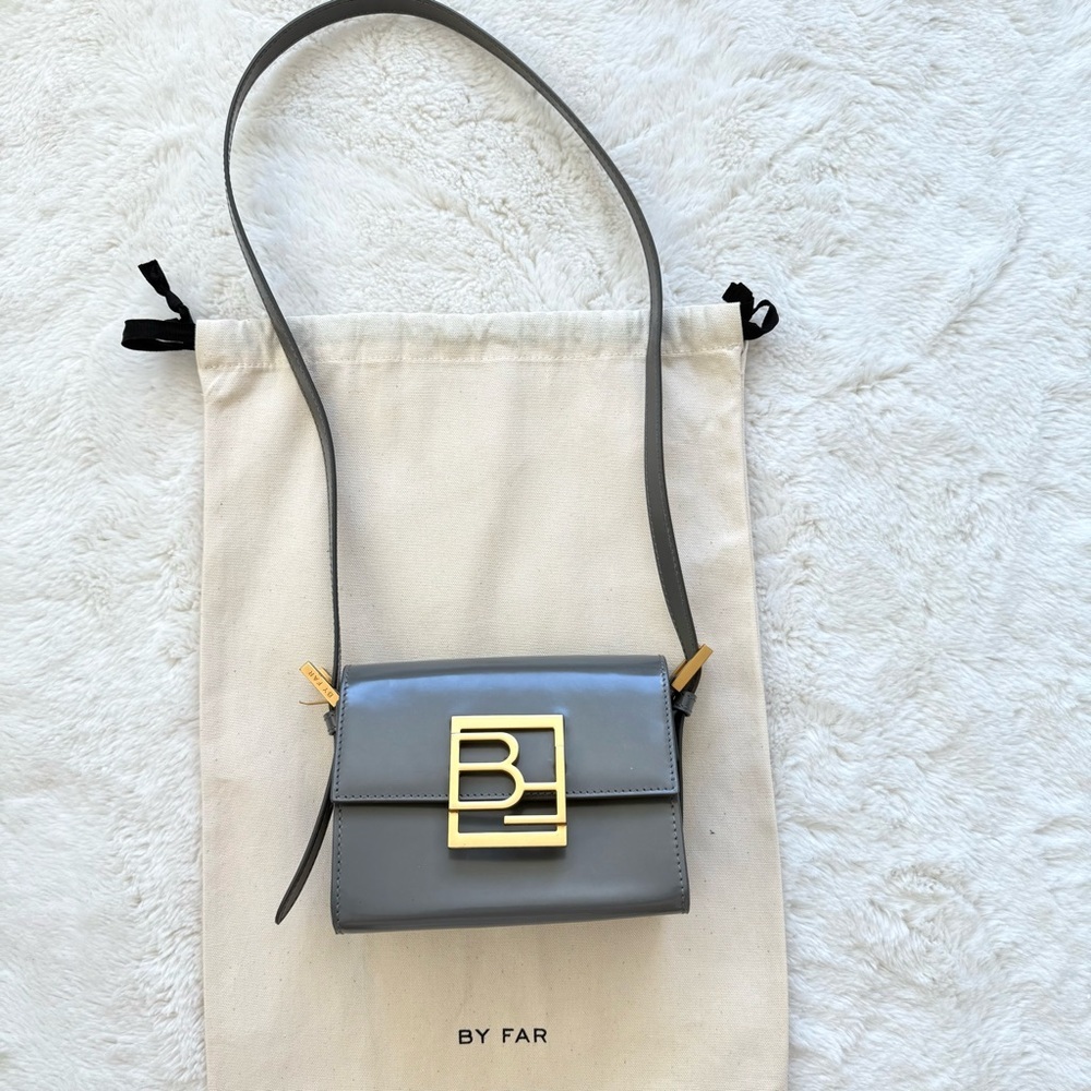By Far vegetarian leather grey top handle bag Retail 350$
